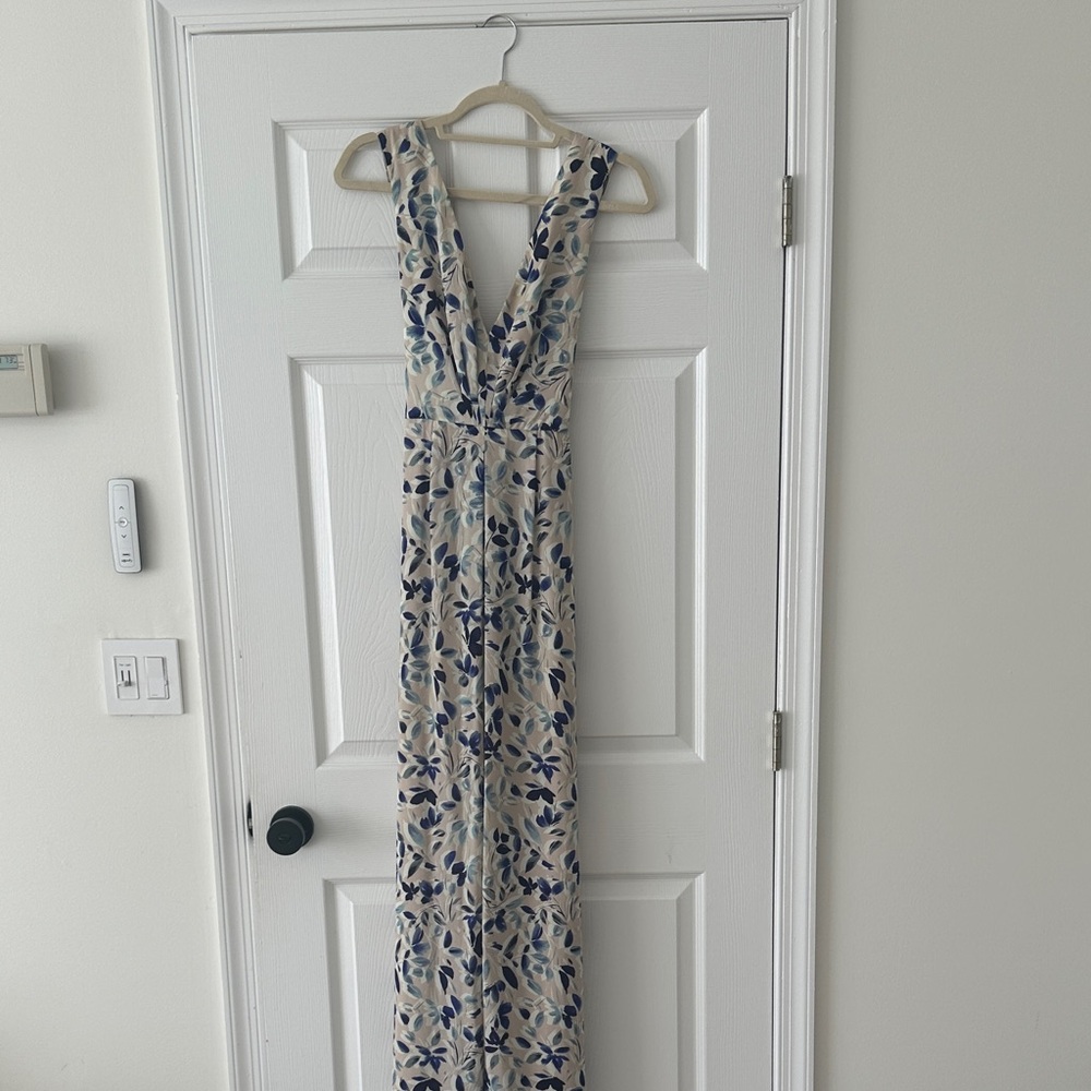 BCBGMaxAzria Blue and White Floral Maxi Dress